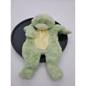 Douglas Cuddle Toys Sleeping Frog Lovey Blanket Green/Yellow Satin Feet